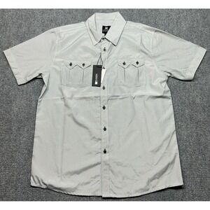 Vintage PJ Mark Shirt Mens L Black White Striped Short Sleeve Button Up Y2K New